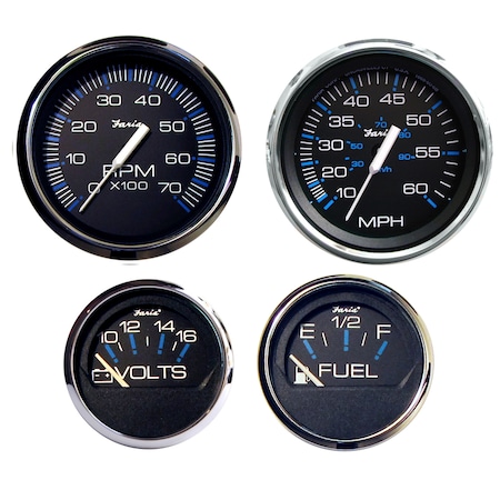 Faria Beede Instruments Chesapeake Black SS Boxed Set - Outboard Motors KTF004